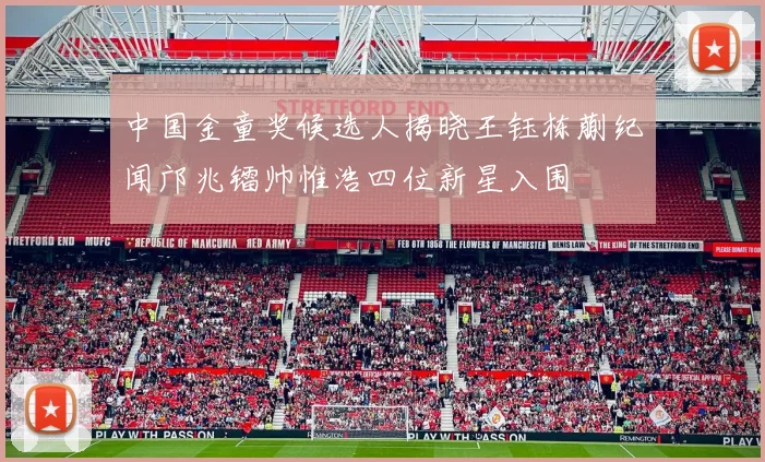 中国金童奖候选人揭晓王钰栋蒯纪闻邝兆镭帅惟浩四位新星入围